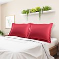 thumbnail image 2 of PiccoCasa Satin Pillowcase Pillow Shams Set of 2 Silky Sateen Pillow Cases Covers King Light Red, 2 of 8