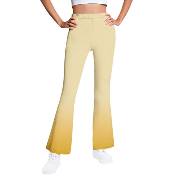 HAiming Girls Fleece Lined Flare Pants Gradient Casual Winter Warm Cute Warm Fall Trendy Trousers Clothes