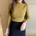 thumbnail image 3 of Camisa básica de otoño e invierno elegante de cuello semialto para mujer, suéter ajustado de manga larga de color sólido, prendas de punto ajustadas de estilo occidental, 3 of 6
