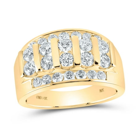 Men's Solid 14kt Yellow Gold Round Diamond Channel-set Band Ring 2 Cttw Ring Size 11