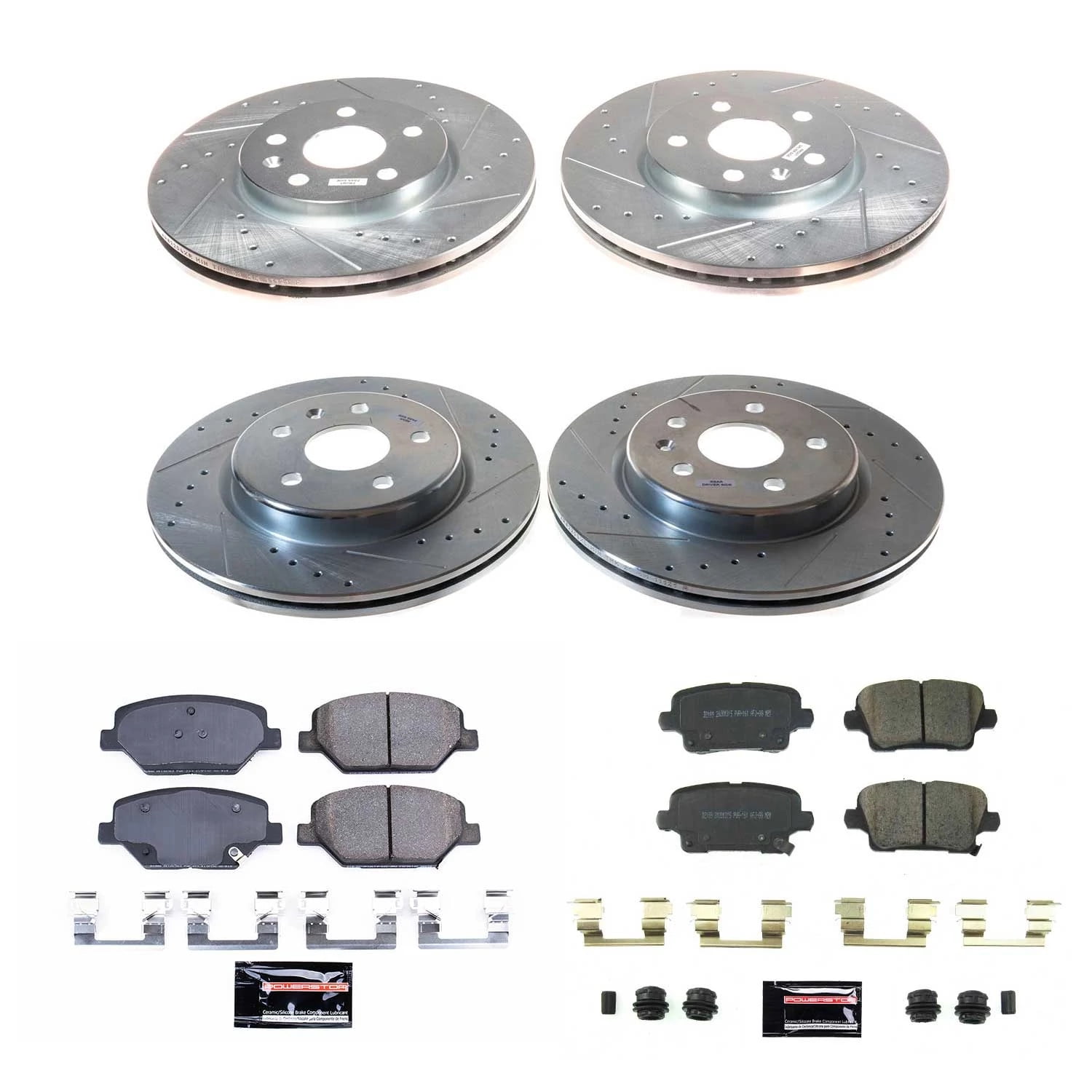 PowerStop Front and Rear Z23 Evolution Sport Carbon-Fiber Ceramic Brake Pad and Drilled & Slotted Rotor Kit Fits: CADILLAC Select Models K8504