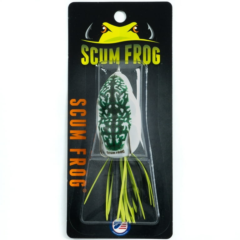 Scum Frog 5/16 oz, Natural Black-Green, Top Water Hollow Body Frog Lure 