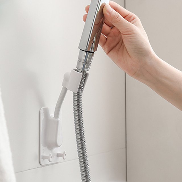 Support de Pomme de Douche Autocollant, Réglable, à Main, Support de Pomme de Douche à Main; Support de Pomme de Douche Mural avec 2 Crochets, Blanc
