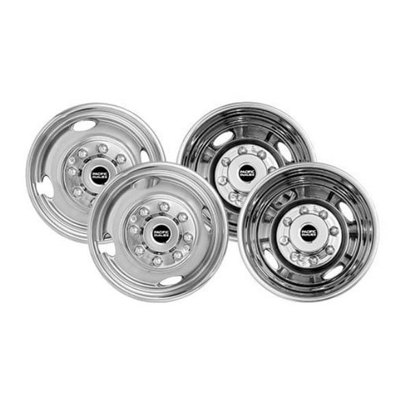 Pacific Dualies Wheel Simulator 33-1608 Front and Rear; Stainless Steel; Bolt-On; Set Of 4