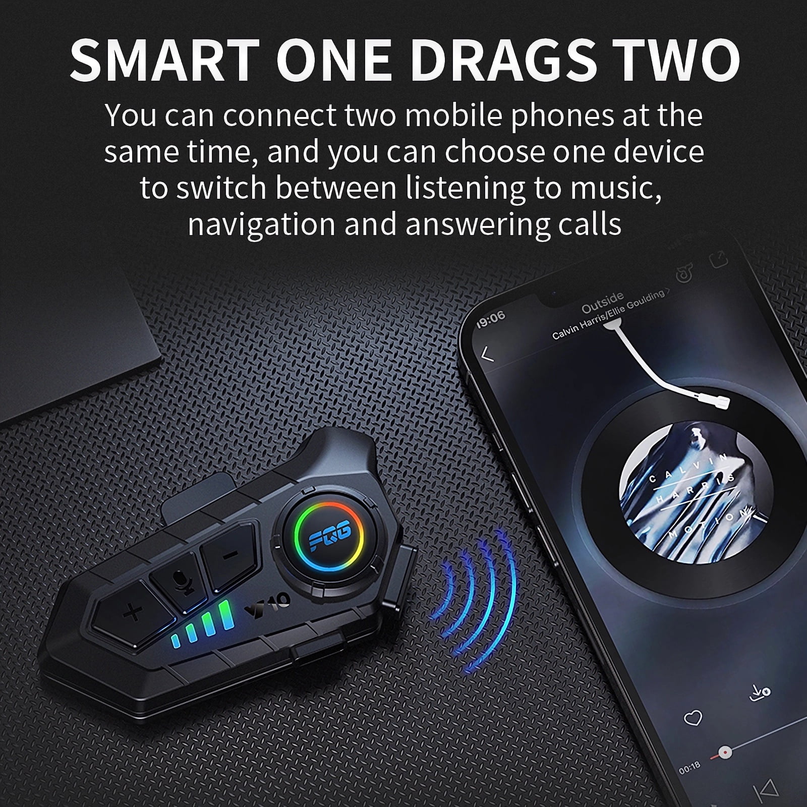 Toopower Motorcycle Helmet Bluetooth with Noise Reduction, Wireless Speakers, Microphone, Long-Range Connection