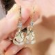 thumbnail image 4 of Pendientes geométricos de lujo ligeros con forma de ojo de gato y piedra de gran sentido, estilo atmosférico, pendientes delgados con forma de gota de agua, 4 of 5