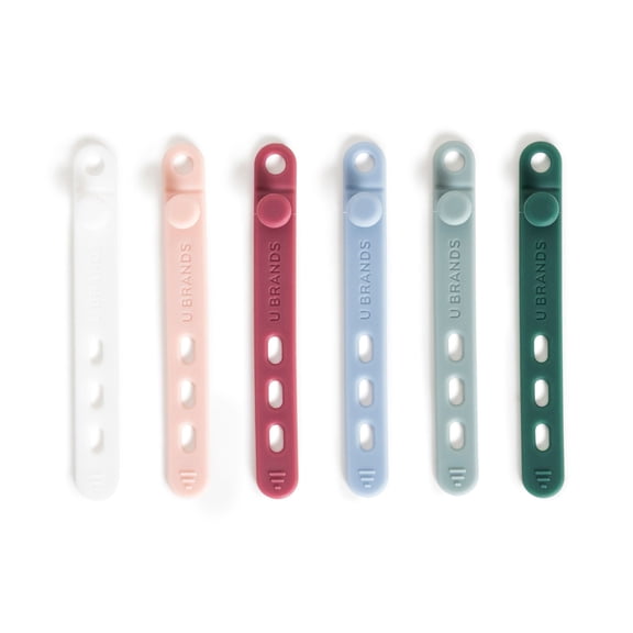 U Brands 6ct Silicone Cord Bands for Chargers and Tech Accessories, Urban Bloom Colors