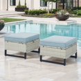 thumbnail image 2 of Bellefurn Outdoor Ottomans for Patio Set of 2,PE Wicker Steel Frame Outdoor Foot Rest with Removable Cushions for Patio Furniture Sets All Weather Rattan Footstool Ottoman for Balcony Backyard, 2 of 6