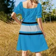 thumbnail image 3 of Light Blue Black & Gray Power Stripe Sleeveless Dress beach dresses summer dress korean women dresses for womens, 3 of 6