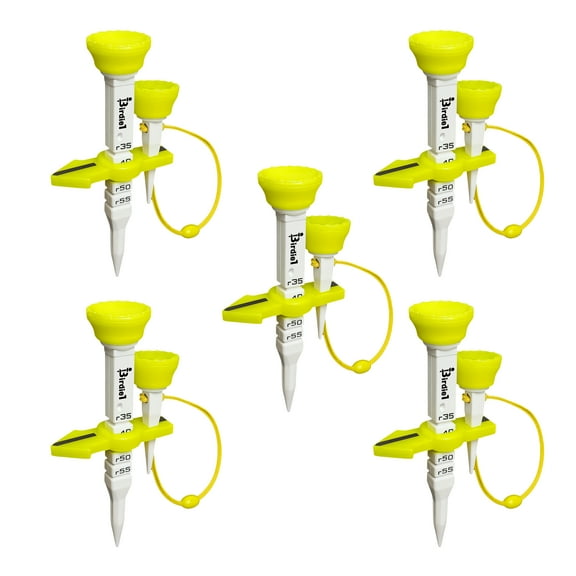 Birdie1 Smart Golf Tees (Long Tees and Short Tees), Yellow, 5 pack