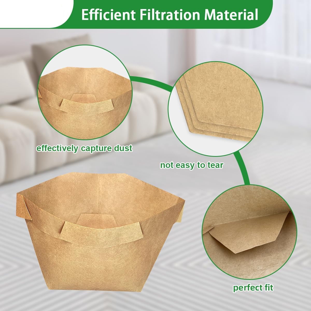 Vacuum Bags Fit for Hoover C2401 Shoulder Vac and Back Pack Vacuum Cleaner, Replace Part #401000BP, 1KE2103000, 41-2402-02