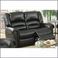 thumbnail image 4 of Contemporary Black Bonded Leather 2-Seat Manual Recliner Loveseat - Pillow Top Arms - Living Room Furniture | Metal Mechanism | Plush Comfort, 4 of 25