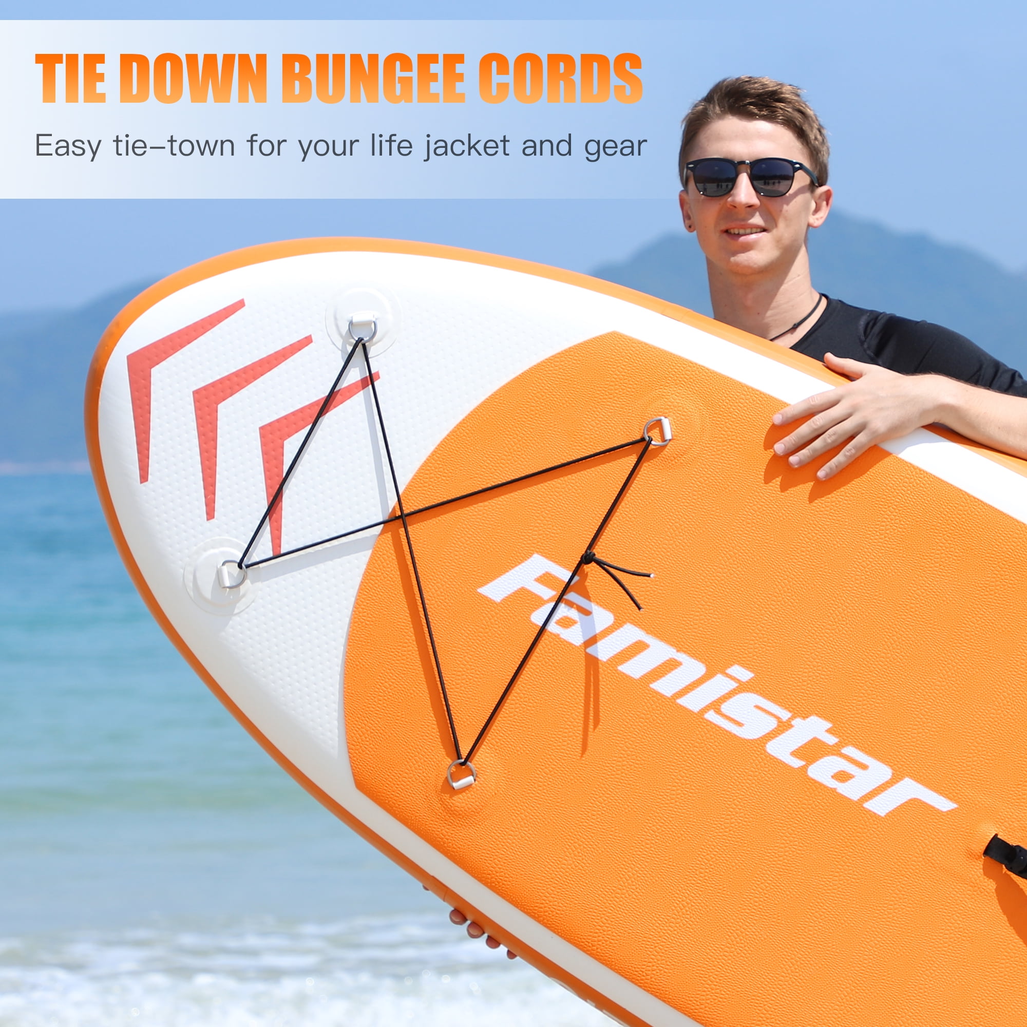 Famistar 12' Inflatable Stand Up Paddle Board SUP w/ 3 Fins, Adjustable Paddle, Pump & Carrying Backpack