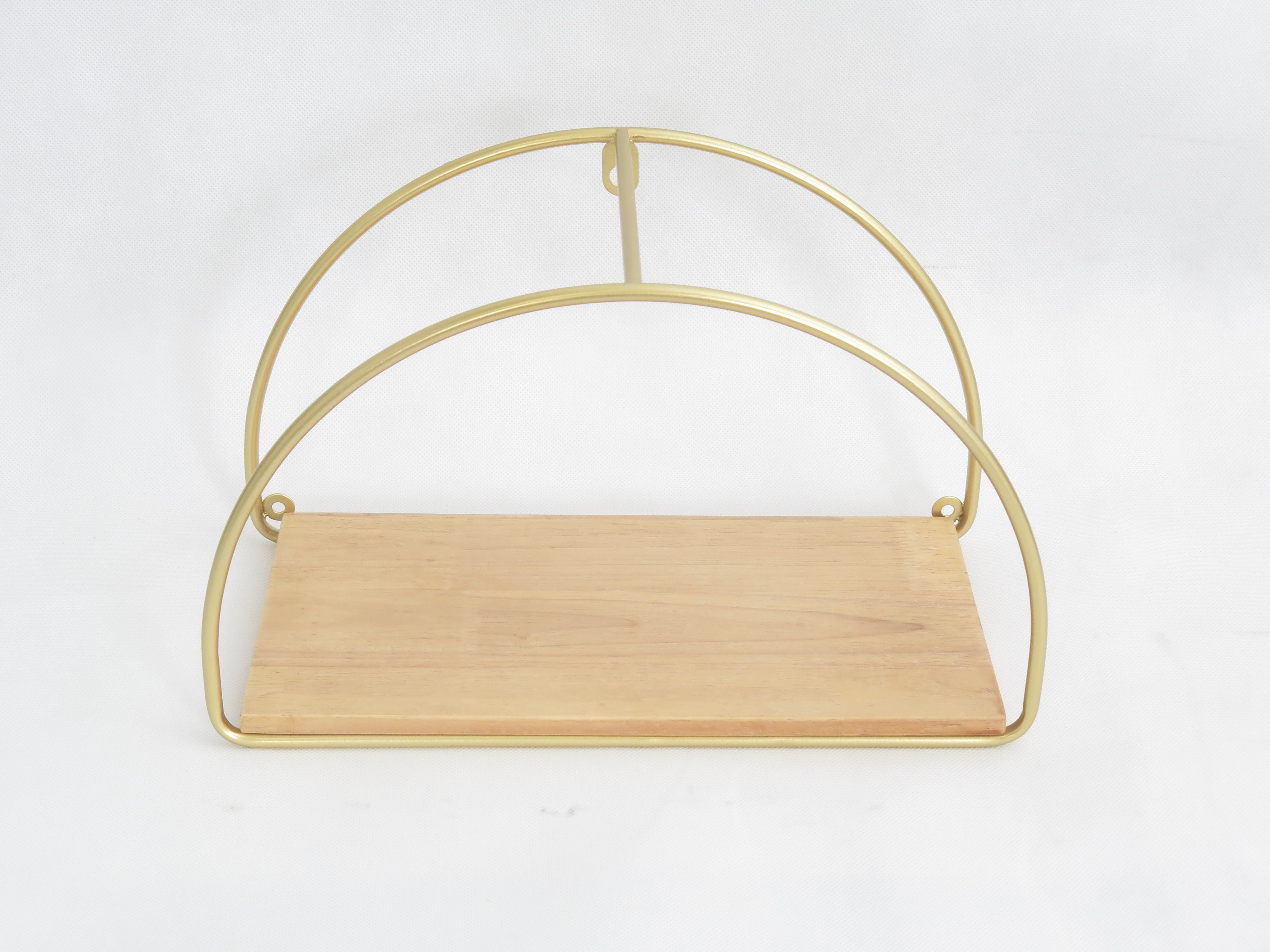 MoDRN Nordic Blush Wood and Metal Wall Shelf