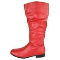 thumbnail image 2 of Forever Women Flat Heel Slouchy Mid-Calf Basic Light Weight Boots Side Zipper Hidden Elastic Opening GENTLE-61 Hot Red PU 5, 2 of 4