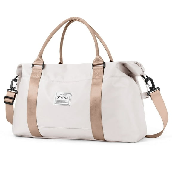 Travel Duffel Bag for Woman, Men Gym Tote Bag, Weekender Overnight Bag Carry on Bag Hospital Holdalls for Women with Wet Pocket, Airplane Approved Personal Item Bag Beige Brown