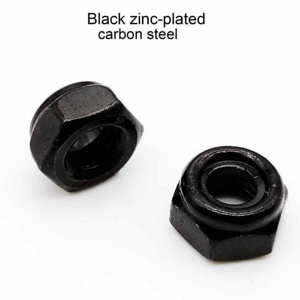 Tuerca de bloqueo de nailon hexagonal negra de acero inoxidable 304, autoblocante tuerca de bloqueo, M2, M2.5, M3, M3.5, M4, M5, M8, M10, M12, M14, M16