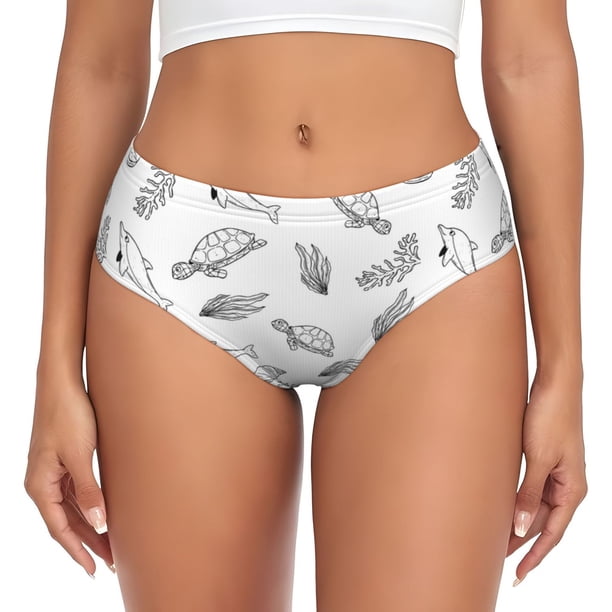 Fotbe Sea Turtle Calzones Estampados para Mujer – Ropa Interior de Algodón, Cómoda, Suave y Elástica-Large