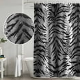 thumbnail image 4 of Polyester Fabric Leopard Stripes Shower Curtain, Vintage Black White Animals Texture Waterproof Bathtub Curtain Bathroom Decor Set with Hooks 60 x 72 Inches, 4 of 6