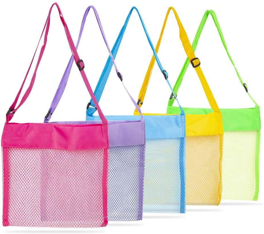 Beach Toys Seashell Shell Bags Beach Bag for Kids 5 Pcs Colorful Mesh