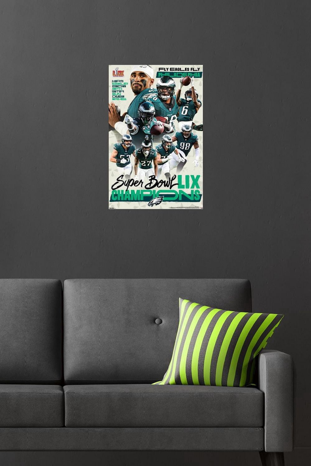 NFL Philadelphia Eagles - Super Bowl LIX Champions Wall Poster, 22.375" x 34" Framed