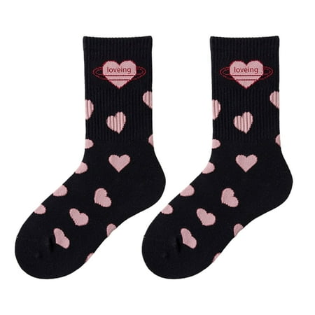 

Women Sweet Love Heart Crew Socks Harajuku Ribbed Lolita Kawaii Anklet Hosiery