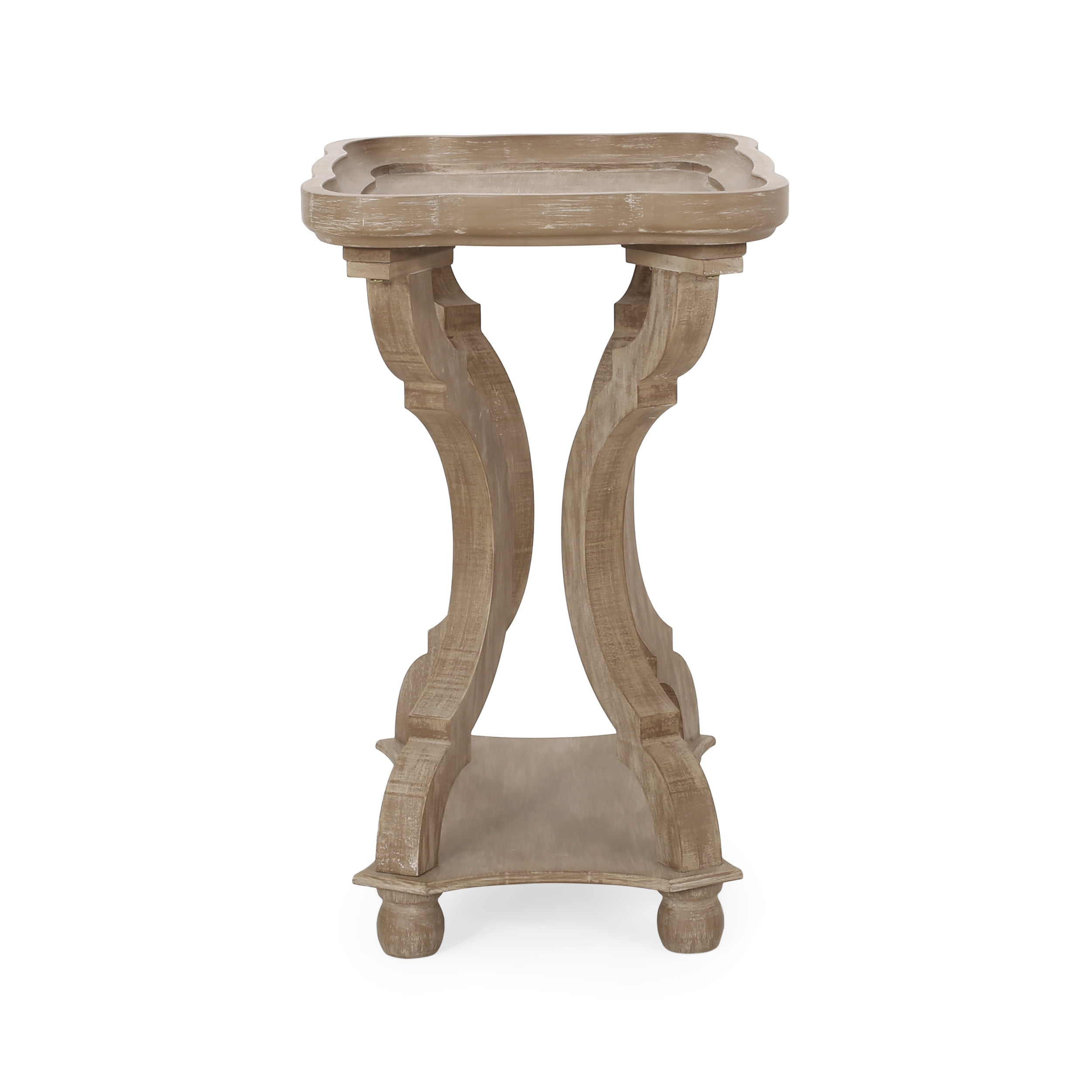 Noble House Ariyaan Fir Wood Accent Table, Distressed White, Natural
