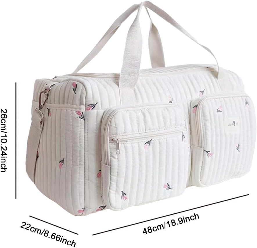 SPEKSEE Quilted Diaper Bag Large Capacity Duffle Bag Weekender Bag for Hospital and Weekender Travel