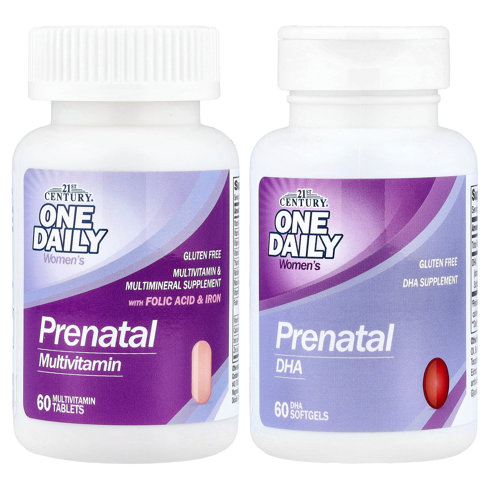 21st Century 2-Step Prenatal Multivitamin + DHA Tablets, 120 Count