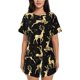thumbnail image 1 of Fotbe Christmas Gold Deers Conjunto de Pijama Estampado para Mujer, 2 Piezas, Ropa de Dormir con Camiseta de Manga Corta y Shorts Suaves-Medium, 1 of 6