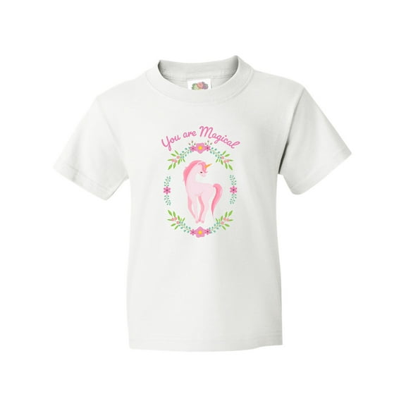 Inktastic You are Magical Pink and White Unicorn with Flowers Youth T-Shirt