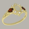 thumbnail image 2 of LBG British Made 14k Yellow Gold Natural Opal Garnet Cubic Zirconia Womens Statement Ring - 33 size options - Size 10.5, 2 of 5