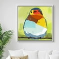 thumbnail image 2 of PixonSign Framed Canvas Print Wall Art Blue, Yellow, Gold Finch Animals Wilderness Illustrations Modern Art Chic Closeup Colorful Multicolor Ultra for Living Room, Bedroom, Office - 24"x24" White, 2 of 5
