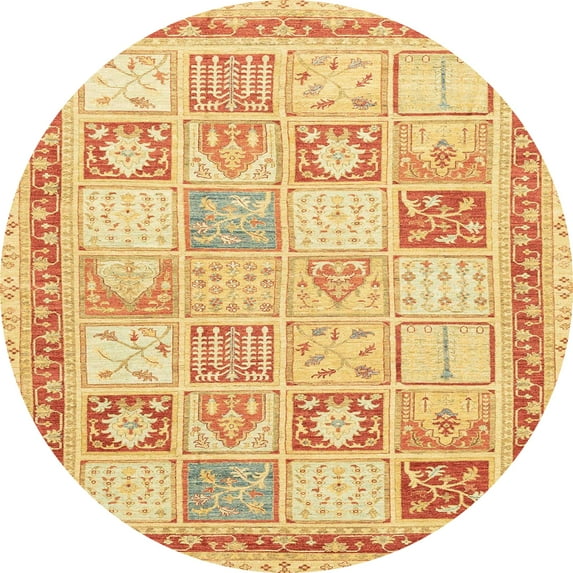 Ahgly Company Indoor Round Abstract Orange Abstract Area Rugs, 5' Round