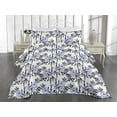 thumbnail image 2 of Ambesonne Floral Quilted Coverlet 3 Pcs, Watercolor Leaf Art Branches, Queen Size, Lavender and Dark Blue Grey, 2 of 4