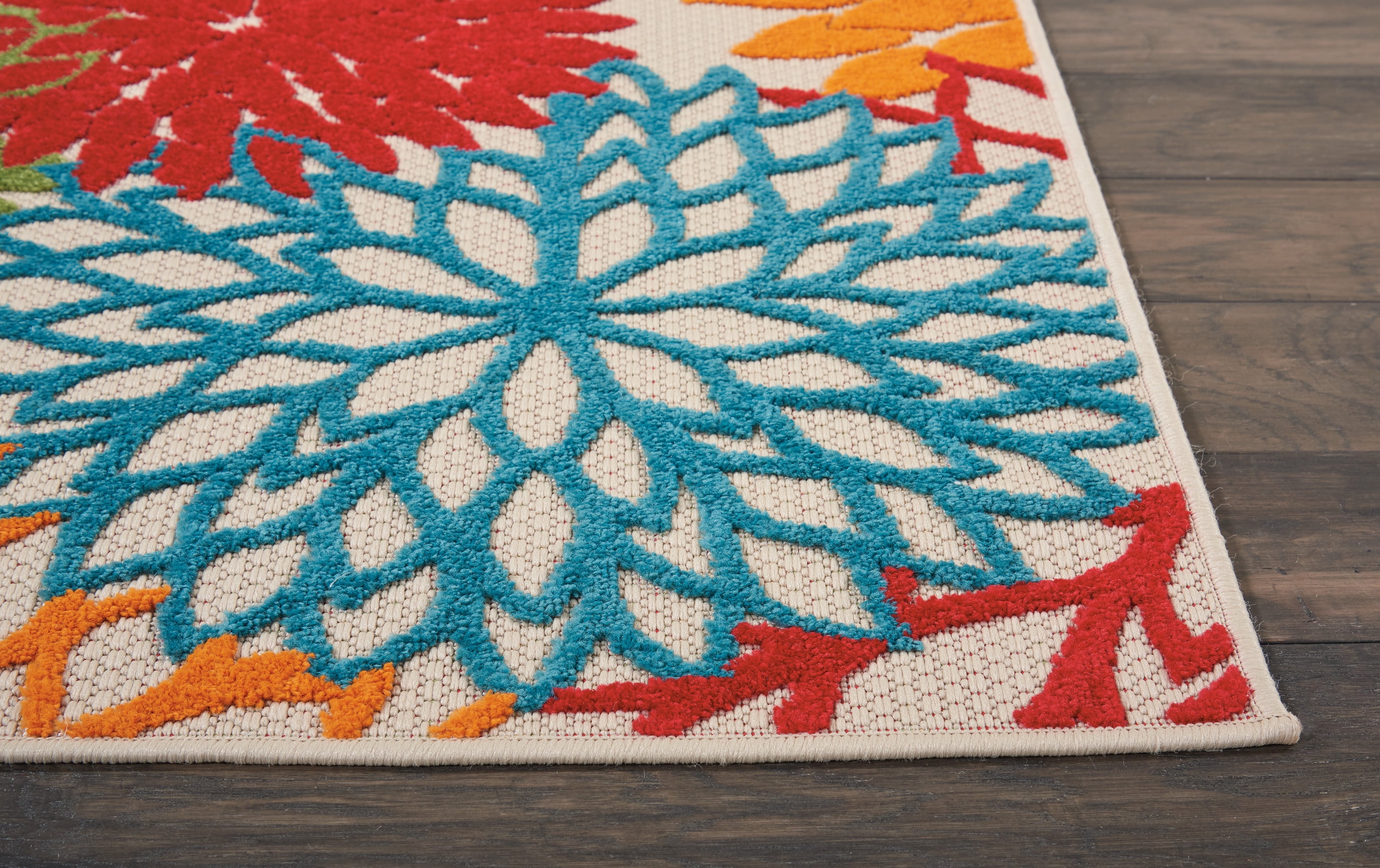 Nourison Tropical Oasis Indoor/Outdoor Modern Floral Green 2'3" x 8' Area Rug, (8' Runner)