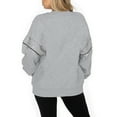thumbnail image 2 of Women's Gameday Couture Ash San Francisco 49ers Rhinestone Drop Shoulder Oversized Fleece Pullover Sweatshirt, 2 of 3