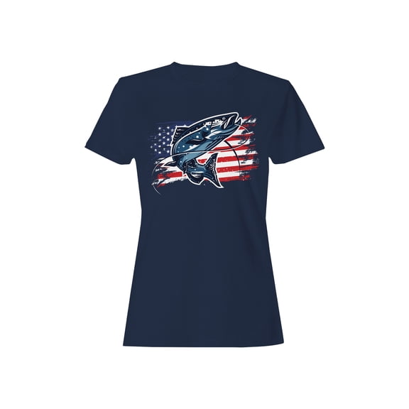 Patriotic Fishing American Flag Women's T-shirt