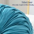 thumbnail image 2 of Set of 2 Round Velvet Decorative Pillow for Couch 15-Inch (Blue), 2 of 6