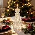 thumbnail image 3 of Clear Christmas Tree Glass Candle Holders, Taper Tealight Candlestick Holders for Table Centerpieces, Xmas Tree Shaped Decorations, for Party Winter Holiday Farmhouse Centerpiece Decor, 3 of 6