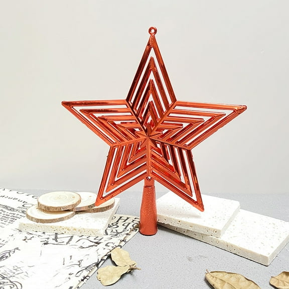 Gallickan Christmas Tree Toppers, Mini Christmas Tree Topper Star, Christmas Tree Decoration Treetop for Holiday Ornament or Home Decor, Red