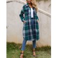 thumbnail image 2 of GHSDFBB Women's Lounge Lapel Button Up Long Sleeve Plaid Long Shirt Jacket Shacket, 2 of 7
