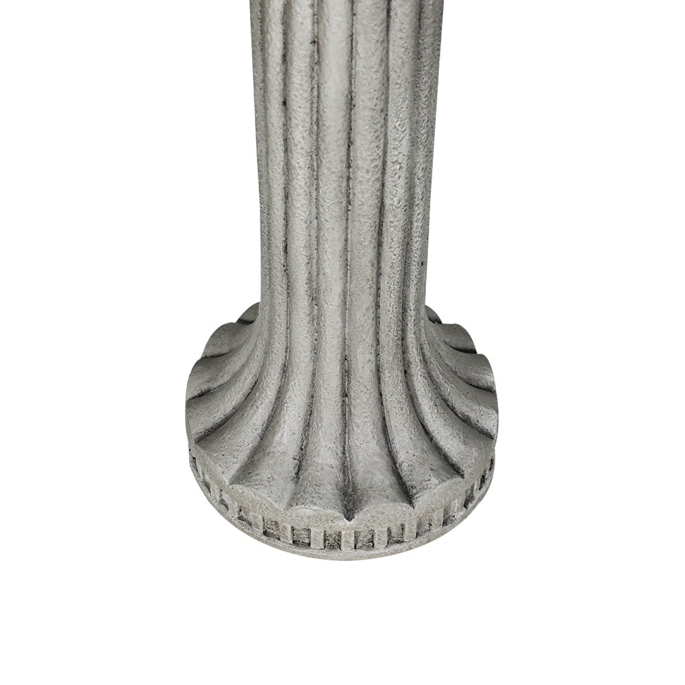 24" H Outdoor Garden Bird Bath, Classical Pillar Shape Garden Statues Decoration Yard and porch, with Marble Finish