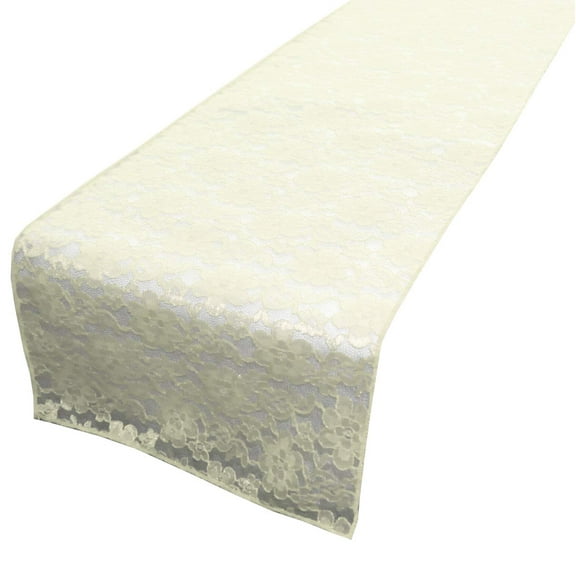 Light Weight Floral Sheer Lace Table Runner / Wedding Table Top Décor (Pack of 8) Ivory