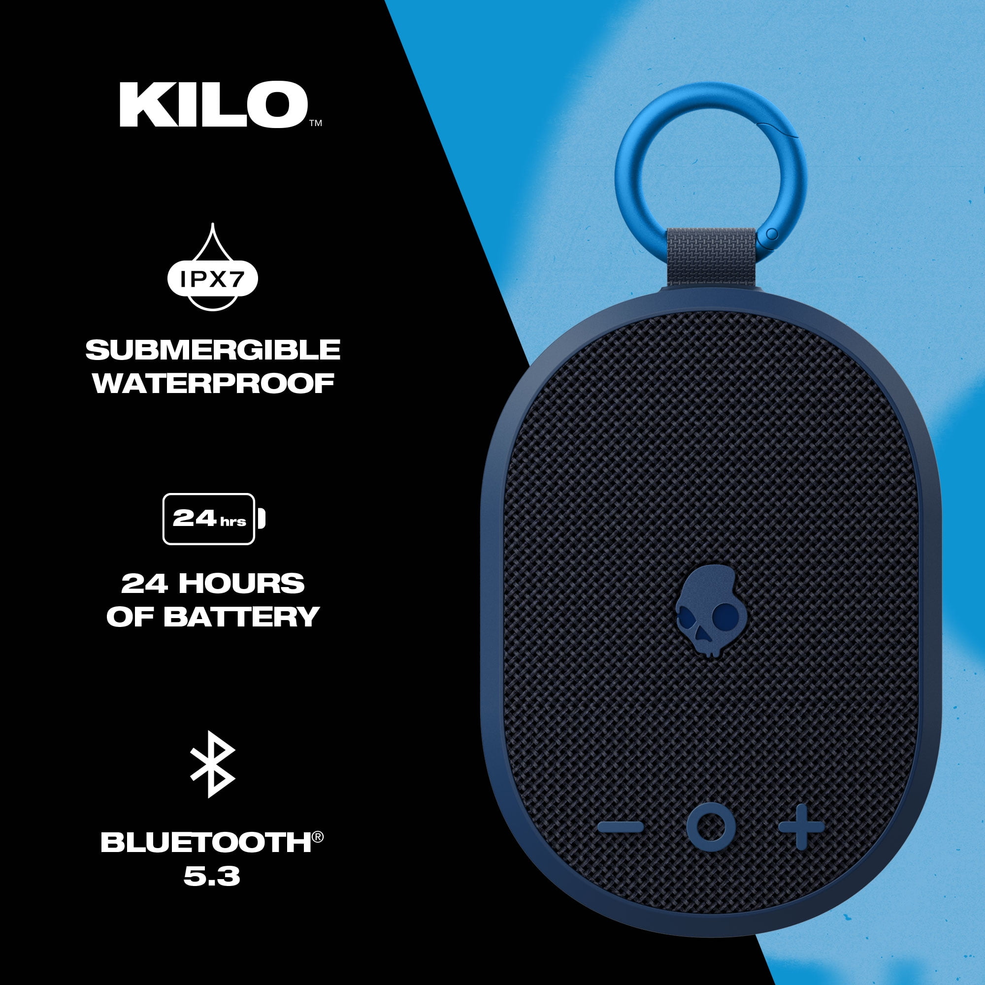Skullcandy Kilo XT Bluetooth Portable Speaker, Dark Blue, IPX7 Waterproof, 24hr Battery  (图2)