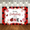 Ladybug Theme Birthday Party Backdrop Girls First Birthday Background Our Little Ladybug is Turning One Party Decorations Kids Happy 1st Birthday Decorations Cake Table Photo Banner 7x5ft