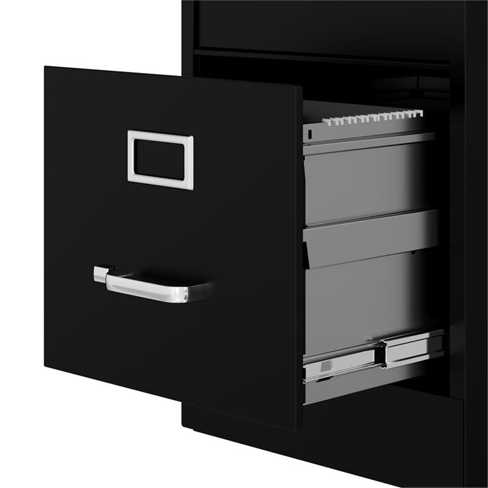 Bowery Hill 25" 4-Drawer Metal Letter Width Vertical Filing Cabinet in Black