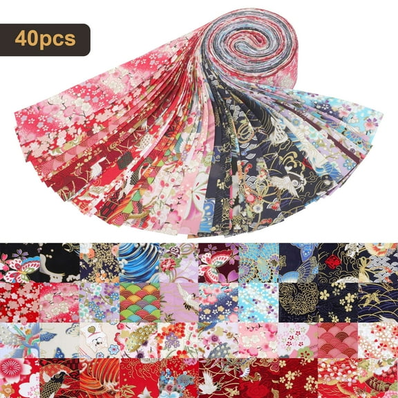 40pcs Jelly Roll Fabric Strips, EEEkit Multicolored Fabric Patchwork DIY Pre Cut Sewing Quilting Craft Fabric