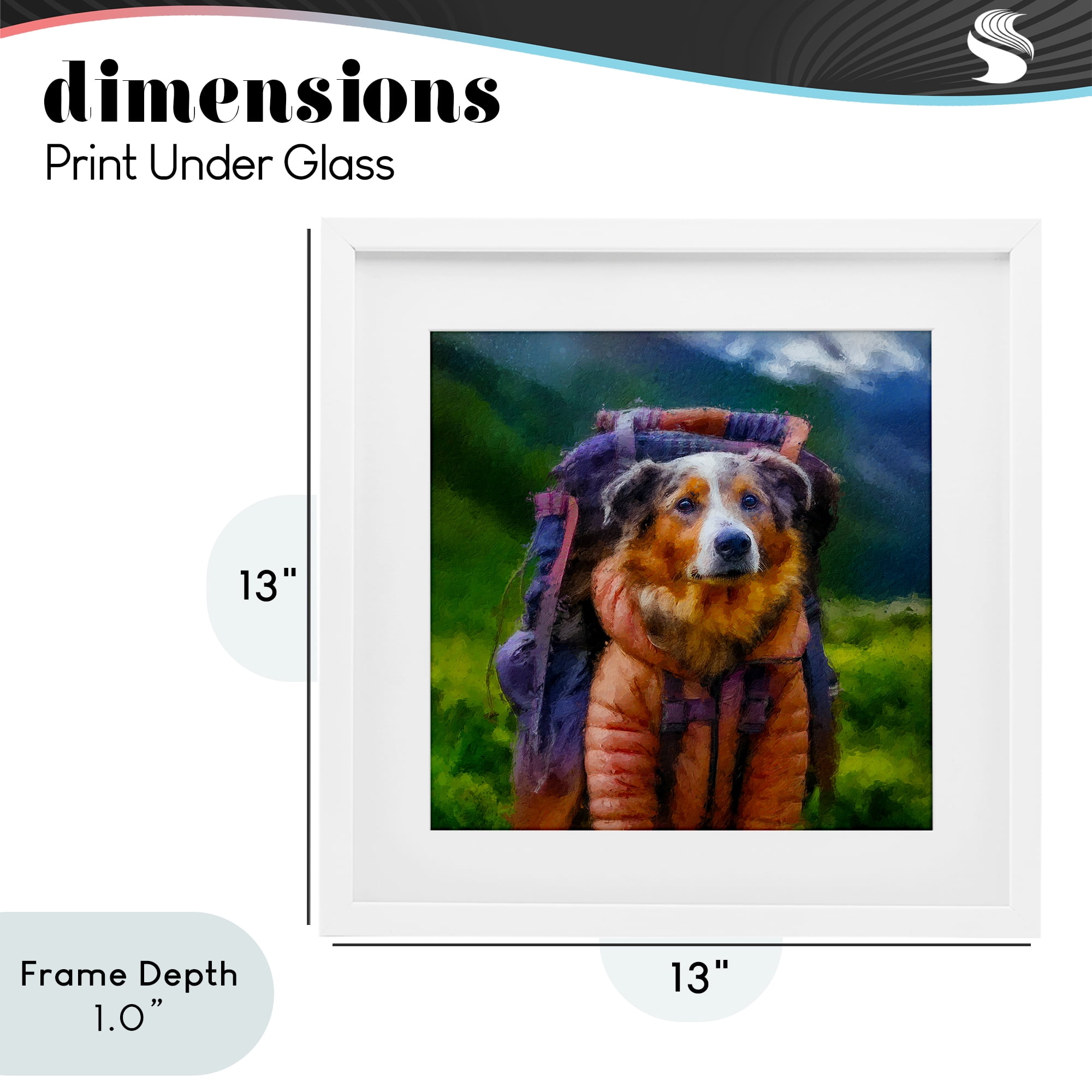Stupell Industries Backpacking Hiker Dog White Framed Print Under Glass, design by Sean Parnell