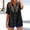 Black, variant on Womens Boho Embroidered Button Down Tunic Top, Army Green, Short Roll Tab Sleeves, Plus Size Casual Lightweight Summer Beach Cover Up Blouse,Size 2XL